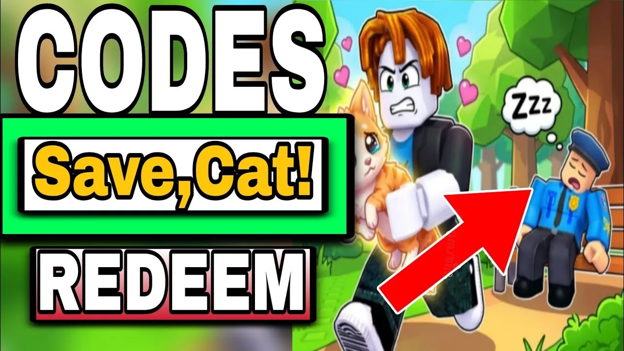 El Save Your Cat codes miniatura-un personaje corriendo, un gato rescatado y un oficial de dormir